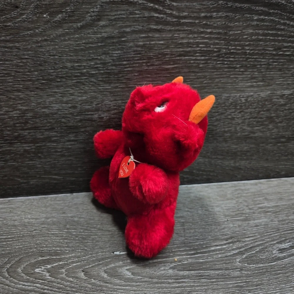 Vintage Russ Berrie Hot Stuff Red Devil Plush I Love You Heart Charm Stuffed Toy